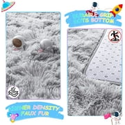 LOCHAS Soft Area Rugs Tie-dyed Print Shaggy Fluffy Carpets for Living Room Bedroom Nursery Kids Play Mat 4x6, Gray