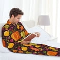 thumbnail image 4 of Wukai Autumn Harvest Pumpkin Joy Men's Long-Sleeve Pajama Set - Comfortable Sleepwear with Button-Down Shirt and Pants-Small, 4 of 6