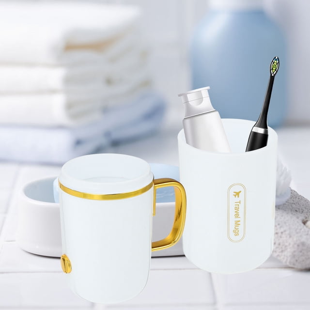 OULII Household Toothbrush Storage Case in White Durable Plastic Compact Toothbrush and Toothpaste Holder
