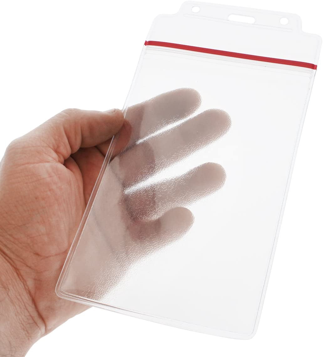 Bulk 100 Pack - Extra Large Waterproof Badge Holder - 4 X 6 Inch Passport & International Immunization Card - Heavy Duty Resealable Zip Top Closure by Specialist ID (Great for Cruise Essentials)