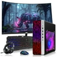 thumbnail image 1 of Restored HP Gaming PC Desktop Computer – AMD Pro A10-9700,GT 1030 Graphics,8GB RAM,1TB SSD,32 Inch Curved Monitor,RGB Keyboard with AI Copilot,Mouse,WiFi,RGB Headphone,Windows 11, 1 of 9