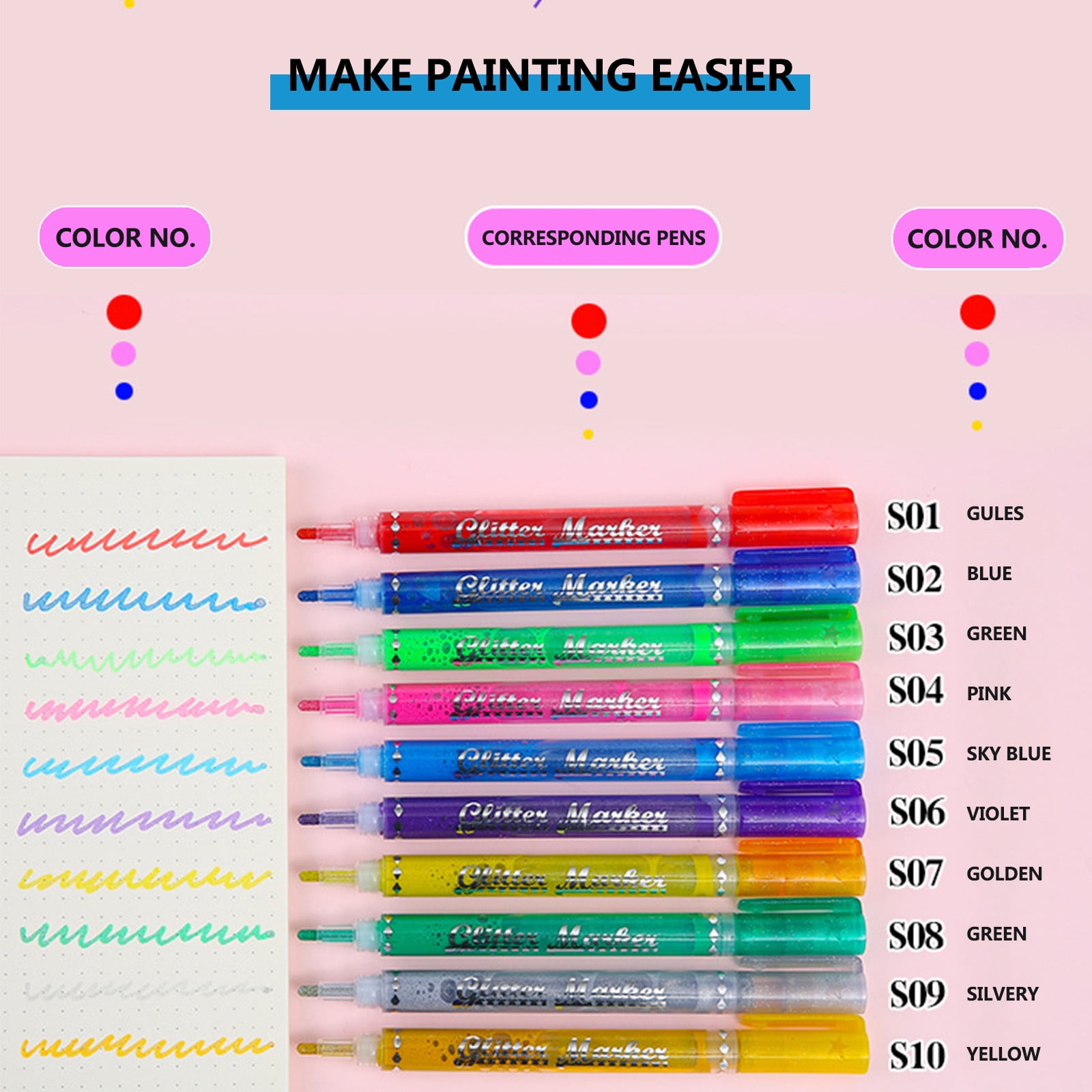 Cadorn Colorful Double - Line Outline Pens Set, Metallic - Color Dreamy Markers for Hand Account, DIY Drawing & Highlighting