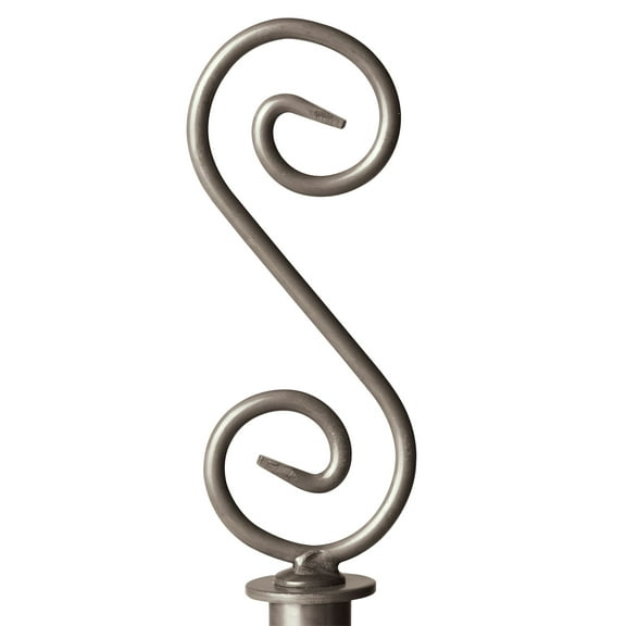 Boutique Raw Steel S-Shape Round Fitting Finial