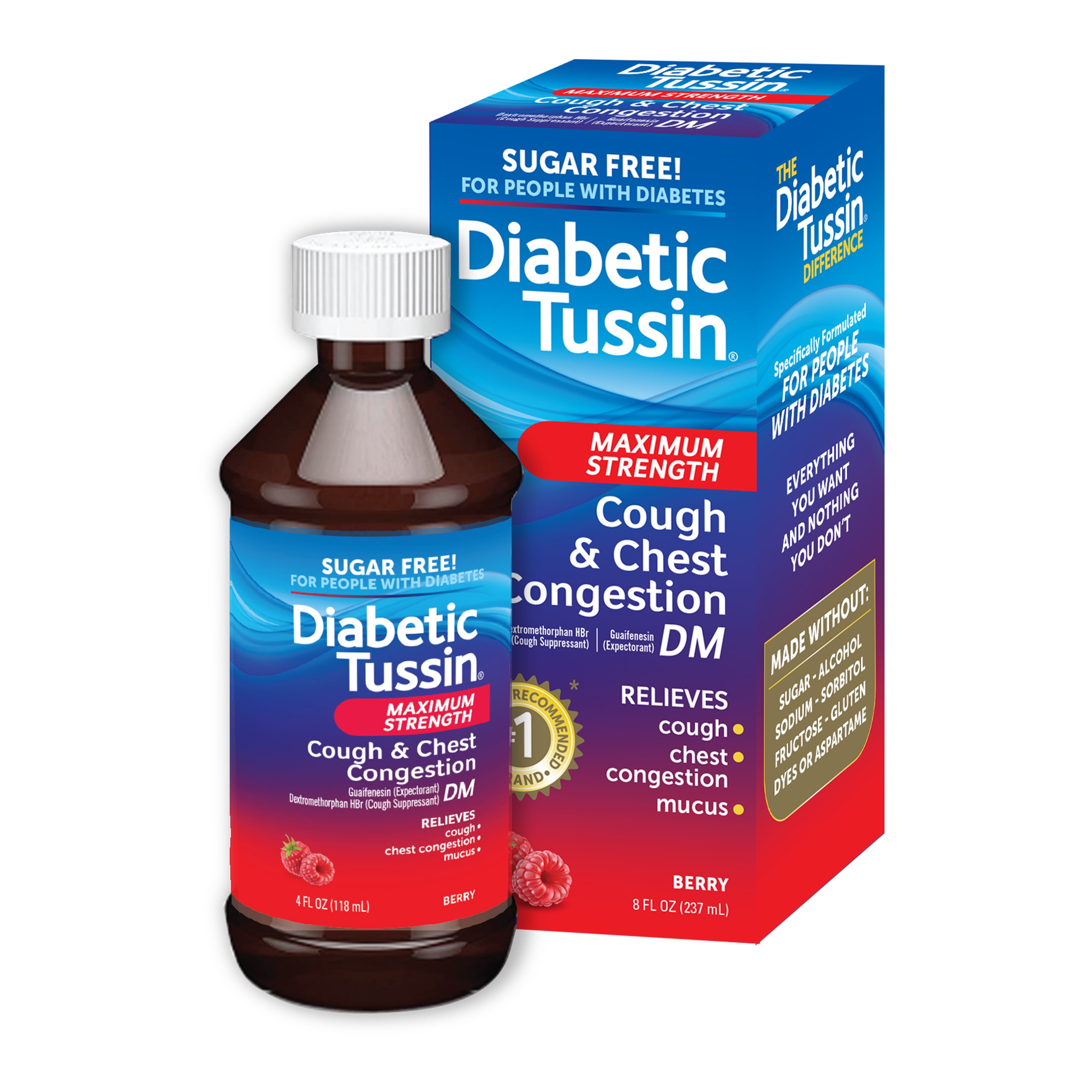 Diabetic Tussin DM Max Strength Cough Chest Congestion Relief Safe 
