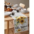thumbnail image 6 of ERUNPONLY Sunflower Table Runner - 36 Inch Long Summer Bee Wildflower Vintage Grey Wood Grain Cotton and Linen Blended Dress Scarves Farmhouse Table Runner for Kitchen Dining, Coffee Table, 13" x 36", 6 of 8
