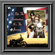 Classic Motorcycle, It's Not the Destination, It's the Journey, Sunset Flag Background Personalized Picture Frame, 10X10 9752