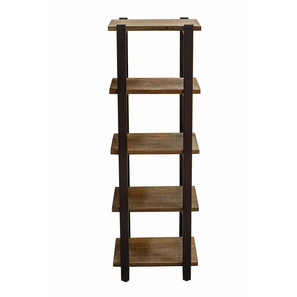 Pomona 48"H Metal and Solid Wood Bath Floor Storage Shelf