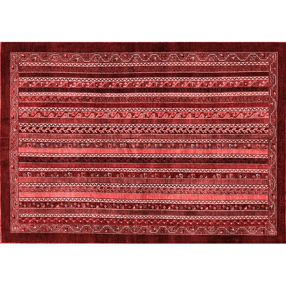 Ahgly Company Indoor Rectangle Abstract Red Modern Area Rugs, 4' x 6'