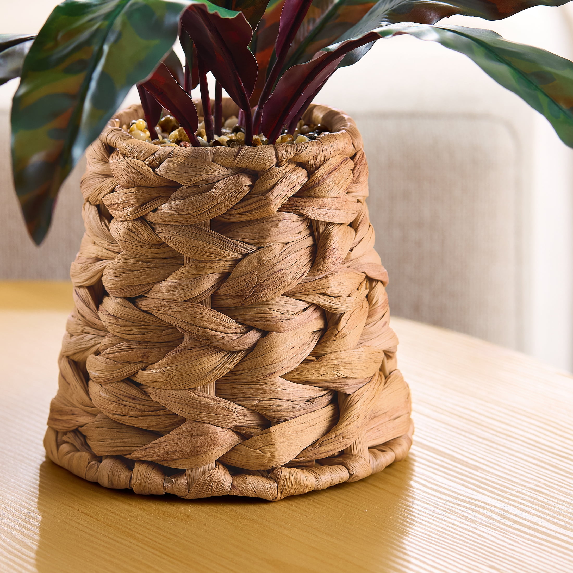 Better Homes & Gardens Artificial Rattlesnake Plant in Rattan Vase, 13"