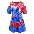 thumbnail image 2 of Panel de encaje Tie Dye Shoulder abierto más tamaño superior Rosegal  Camisetas tallas grandes, 2 of 5