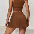 thumbnail image 4 of Women's High Waist Pleated Athletic Skort with Built-in Shorts- Small, Brown, 4 of 6