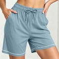 thumbnail image 5 of Feancey Sleep Shorts for Women with Pockets Soft Straight Leg Pajama Shorts Drawstring Elastic Waist Pj Shorts Comfy Lounge Bottoms Light Blue L, 5 of 8