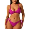 thumbnail image 1 of KIHOUT 2025 Women's Two Piece Bikini Swimsuit Sexy Ribbed Triangle Top Bathing Suits String Bikini Sets for Beach Pool Party, 1 of 4