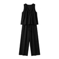 thumbnail image 6 of Women's 2 Piece Outfits Lounge Sets Women's Summer Solid Color V-Neck Shirt Top With Pocket Casual Shorts Set Black L, 6 of 6