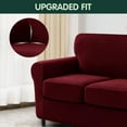 thumbnail image 4 of 2024 Sofa Cover with Separate Cushion Slipcover Stretch Checks (Sofa  Wine), 4 of 7