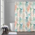 thumbnail image 5 of Teal Jellyfish Starfish Shower Curtains for Bathroom, Summer Beach Coral Shell Retro Washable Fabric Shower Curtain with Hooks Waterproof Bathroom Decor Sets, 36 x 72 Inches, 5 of 9