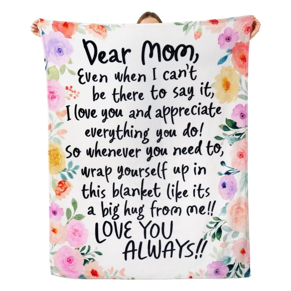 Joyfy Blanket for Mom 50" x 60" Soft Flannel Throw Blanket Birthday Mother's Day Gift,Pink flowers