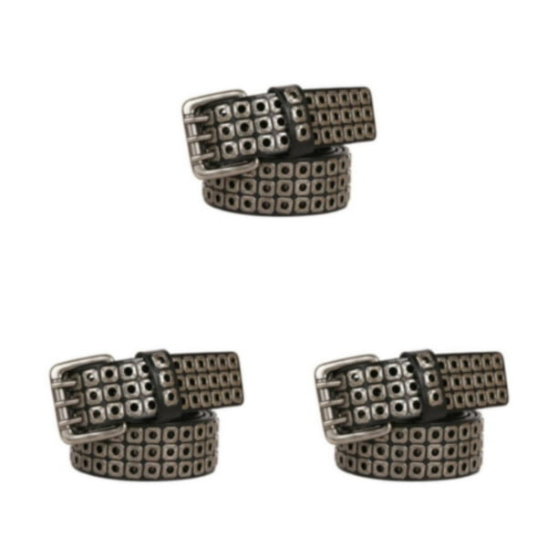Minnieouse Cinturones con tachuelas de 3 filas, cinturón ajustable hueco, correa Punk para la cintura Type1 NO1