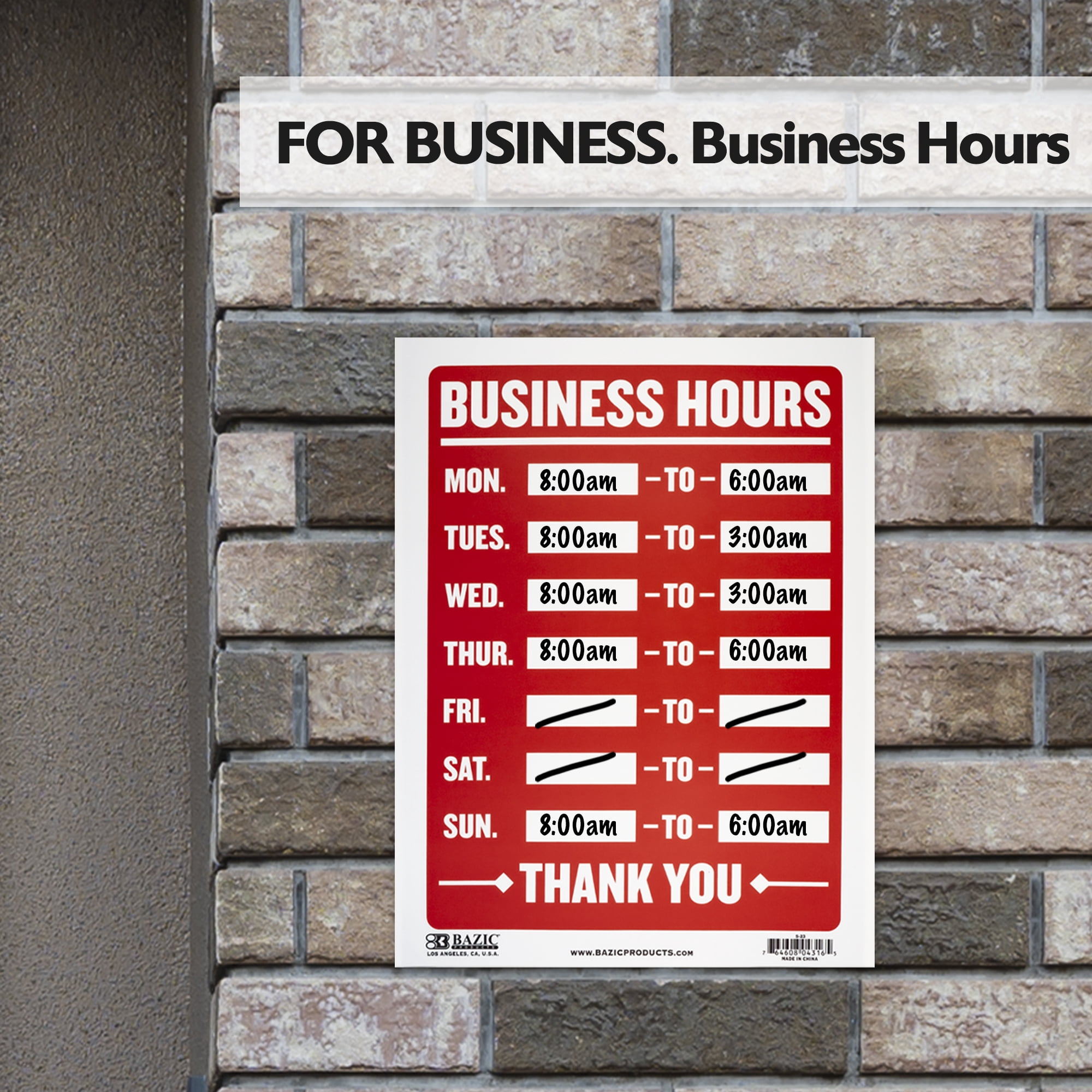 BAZIC Business Hours Sign 9"X12", Open Closed Signs For Business Store, 24-Pack