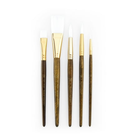 UPC: 0090672225894 | Royal & Langnickel – 5pc Brown Zip N  Close White Taklon Artist Paint Brush Set – Round Variety