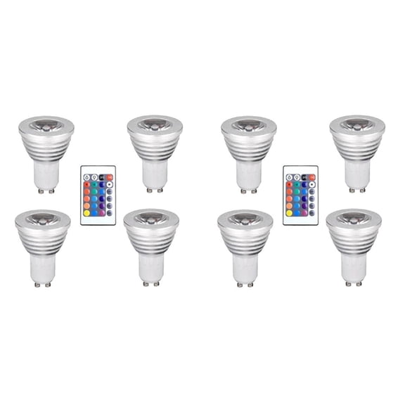 8pcs GU10 Bulbs and 1remote Control with Memory Function 4dynamic Lighting Modes Spotlight 17colors Changeable Spotlight