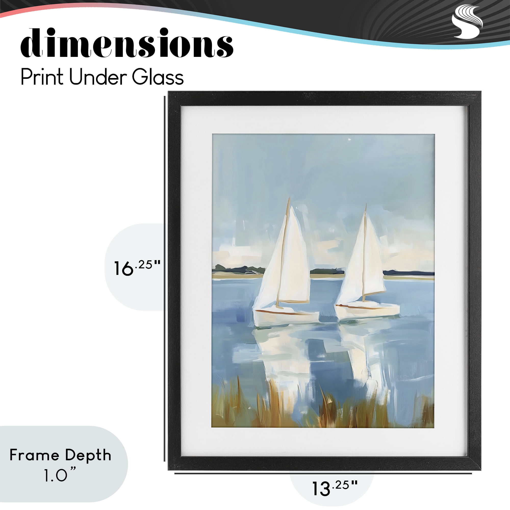 Stupell Industries Twin Sailboats By Shore Black Framed Print Under Glass, design by The Prints Vibe