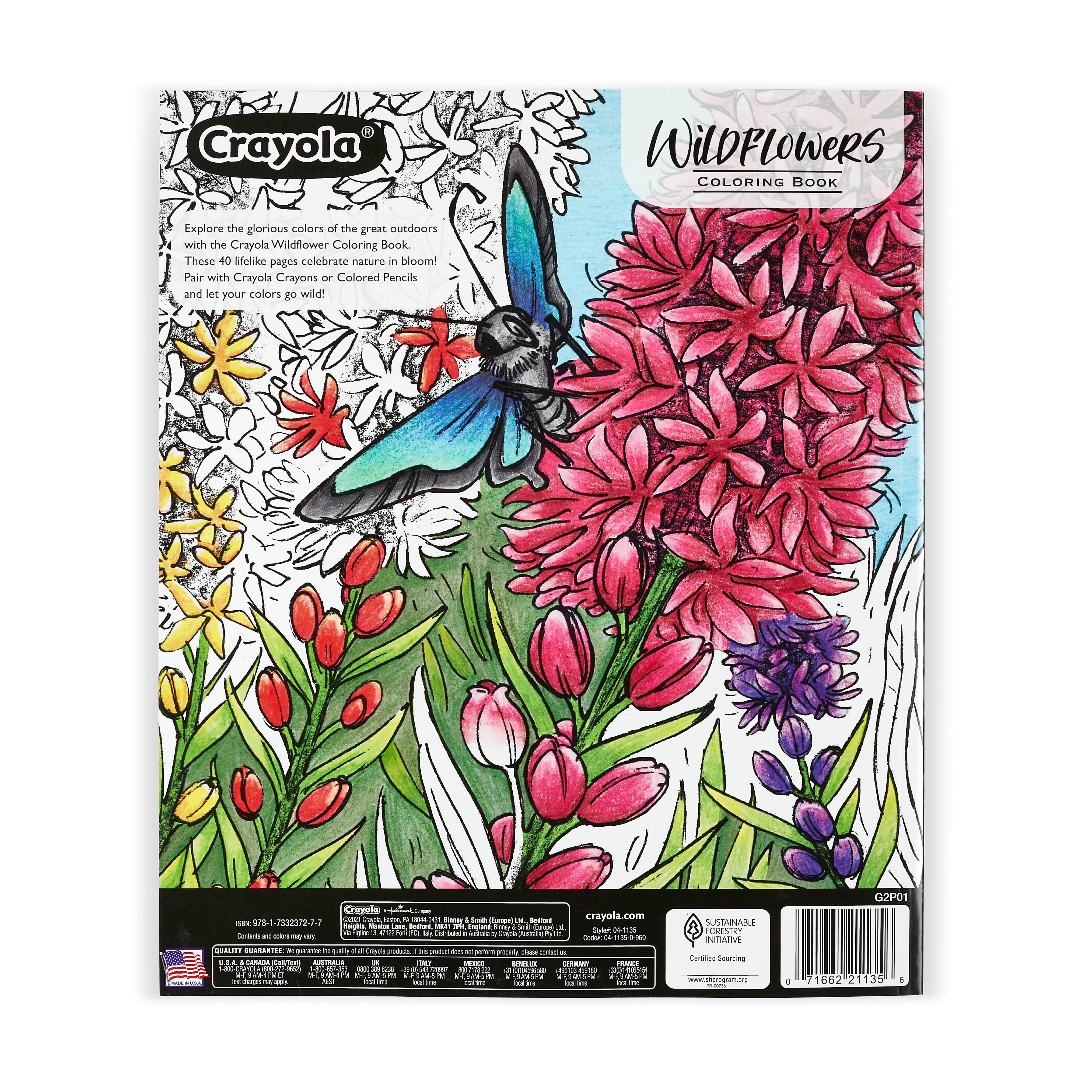 Crayola Wildflower Coloring Book, 40 Premium Adult Coloring Pgs, Flowers, Gifts