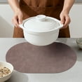 thumbnail image 4 of 6 Pcs Leather Oval Placemats for Kitchen Dining Table Decor Heat Resistant Table Placemats Wipeable Table Mat Dark Brown 17.3x11.8inch, 4 of 6