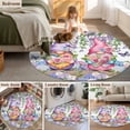 thumbnail image 5 of Round Rug 7Ft Washable Non-Slip, Blue Purple Gnomes Circle Area Rugs for Living Room Bedroom, Spring Country Hydrangea Flower Leaf Indoor Floor Mats Carpet Runner for Home Decor Aesthetic, 5 of 8