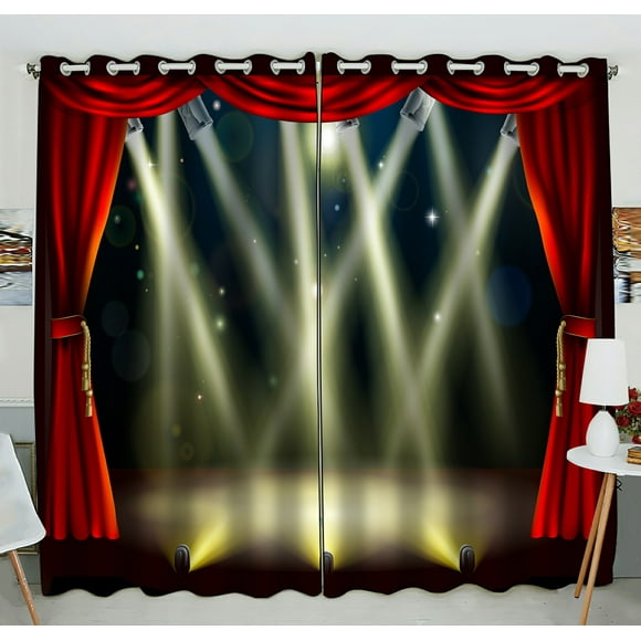 EREHome Theater Stage Stage Lights Spotlights Footlights Blackout Window Curtain Drapery Panels 52x84 inch two Piece