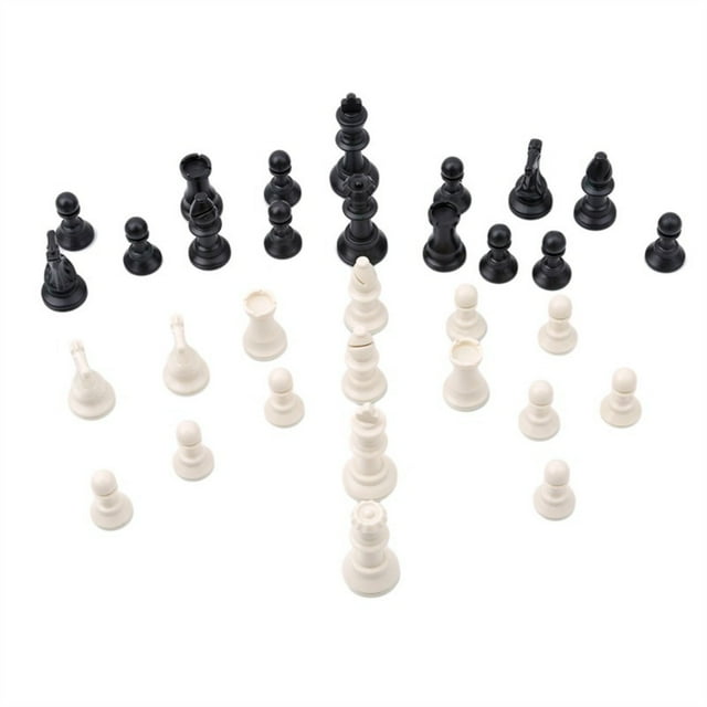 32Pcs/Set Black & White Plastic Medieval Chess Pieces Game Chessmen 65/75/95mm Without Checkerboard