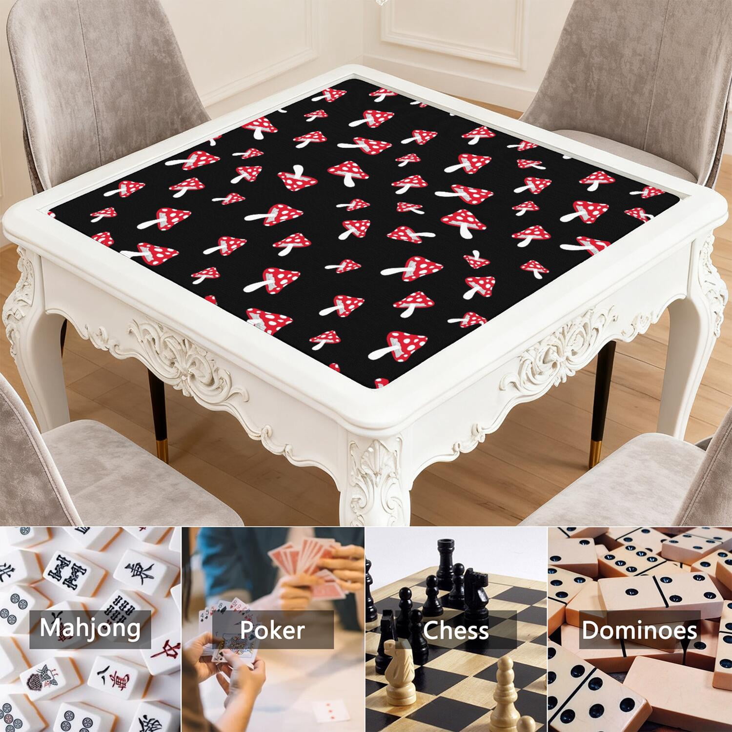 31.5 Inch Botanical Plants Mahjong Playing Mat Constructed from High Quality Rubber with Anti-Slip Properties and Noise Reduction Features for Card Games Board Games