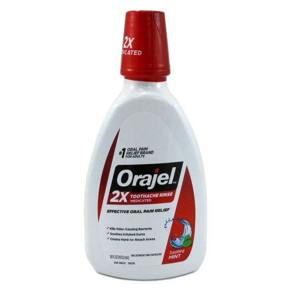 Orajel Toothache Rinse Soothing Mint 16oz (Pack of 3)