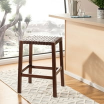 SAFAVIEH Capri Leather Woven Counter Stool with Footrest, Brown