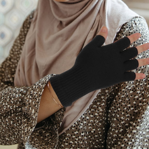 FENGGUIQU Black Fingerless Athletic Gloves Without , 1 Pair for Sports and Outdoor Activities