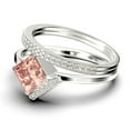 thumbnail image 4 of Boho & hippie 2.50 Carat Princess Cut Morganite And Diamond Moissanite Dainty Engagement Ring, Classic Wedding Ring, Two Matching Band in 925 Sterling Silver With 18k White Gold Plating, Gift For Her, 4 of 4