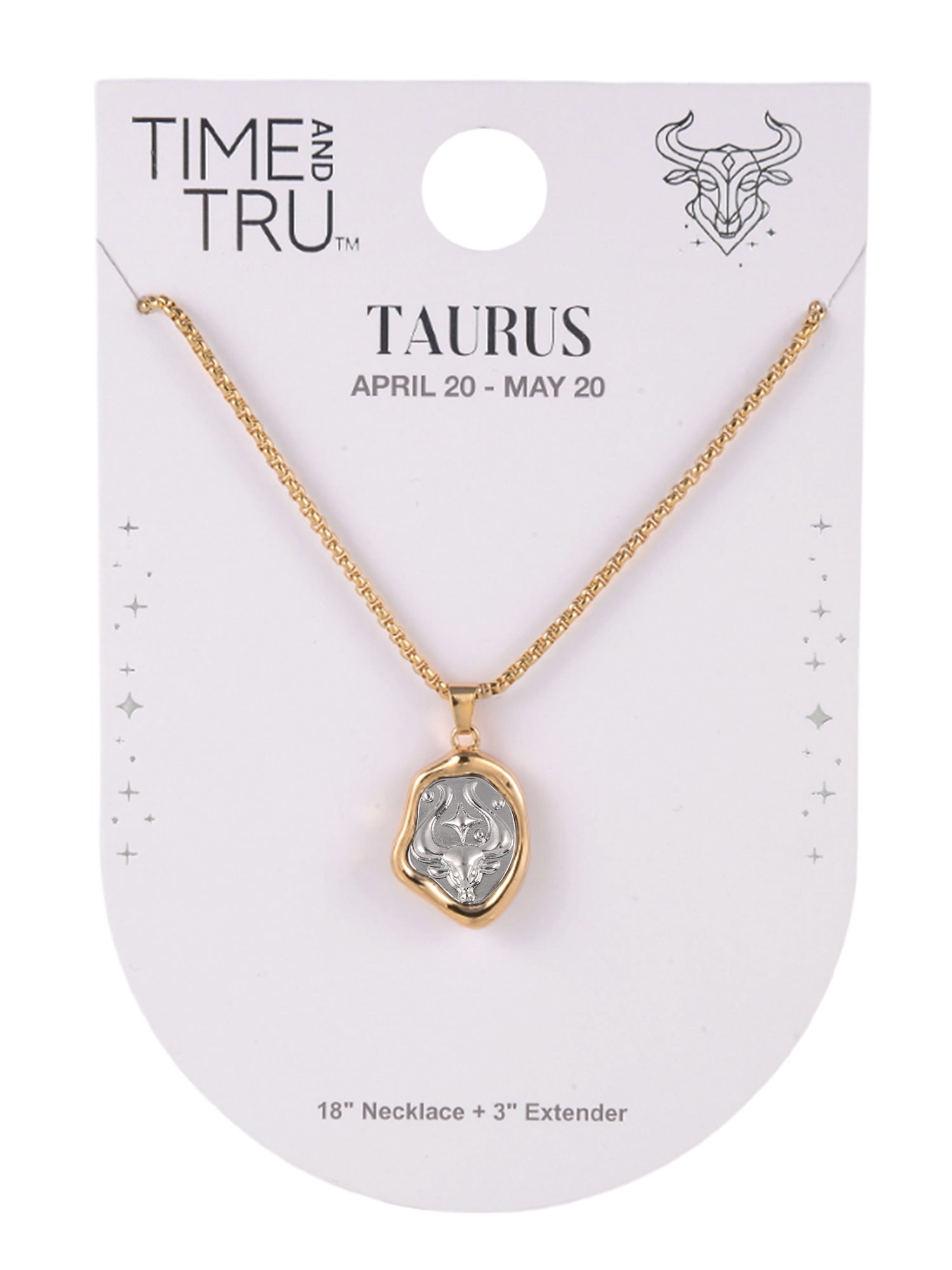 Time and Tru Goldtone Silvertone Reversible Pendant "Taurus" Necklace