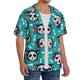 thumbnail image 2 of Balery Skull Cat Camisa Casual de Manga Corta con Botones para Hombre, Texturizada, Estilo Cubano, para Playa, Verano-Small, 2 of 5