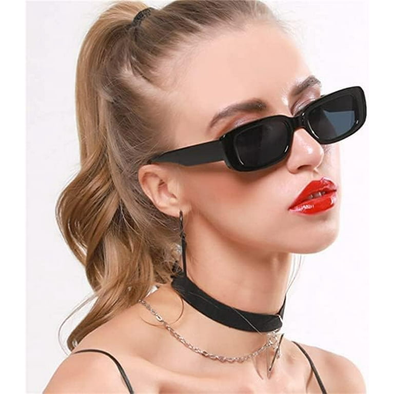 Rectangle Sunglasses For Women Men Trendy Retro 90S Sunglasses Fashion Vintage Black Square Frame Eyewear Y2K Walmart
