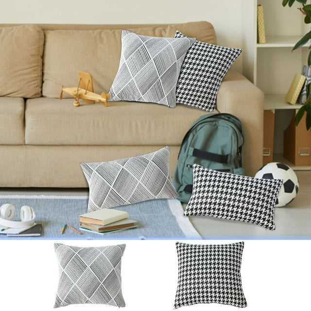 MTBLYS Housse de Coussin d'Automne 20X20 Pouces Housse de Coussin Carrée Noir Blanc Réversible Polyester Déco de Sofa Salon Chambre Usage Voiture 1 Pce