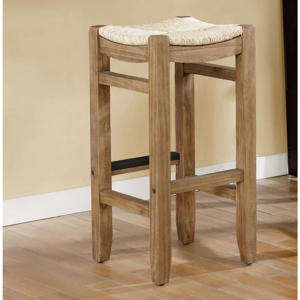 Alaterre Furniture Newport 30"H Wood Bar Stool with Rush Seat