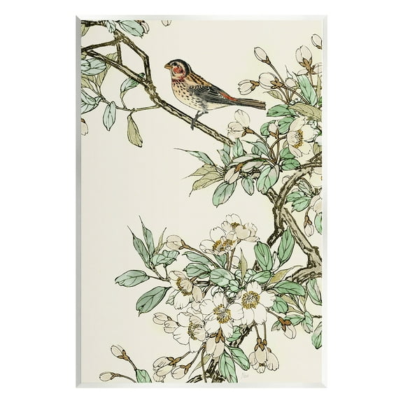 Stupell Industries Traditional Dogwood & Bird Botanical & Floral Painting Unframed Art Print Wall Art, 10 x 15