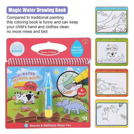 Download Herwey Water Coloring Book,Portable Children Magic Coloring Painting Book with Water Drawing Pen ...