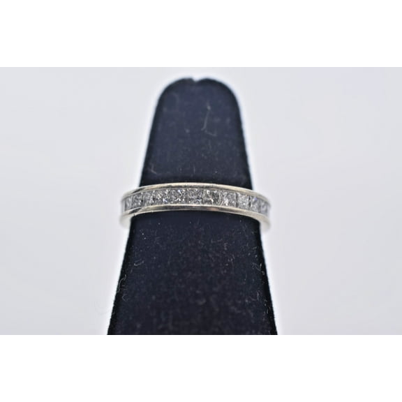 Dreamofdazzles Jewels 2.00 Ctw Princess Cut White Diamond Wedding Anniversary Band Ring 14K White Gold Plated 925 Sterling Silver 925 Sterling Silver -4.5