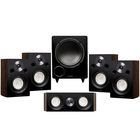 Fluance Reference Compact Surround Sound Home Theater 5.1 Channel Speaker System including 2-Way Bookshelf, Center Channel, Rear Surround Speakers and DB10 Subwoofer - Natural Walnut (X851WC)