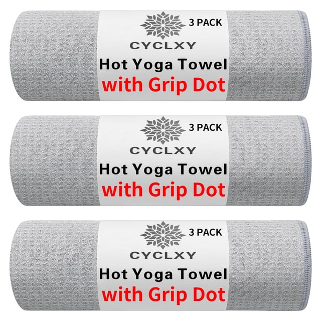 Toallas para esterilla de yoga CYCLXY con punto de agarre, paquete de 3 unidades, 183 x 67 cm