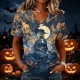thumbnail image 2 of DORKASM Halloween Costumes for Women V Neck Funny Print Causal Tops Short Sleeve Pumpkin Skeleton Fall Winter Shirt Spooky 2026 Loose Tshirt Multicolor 3XL, 2 of 5
