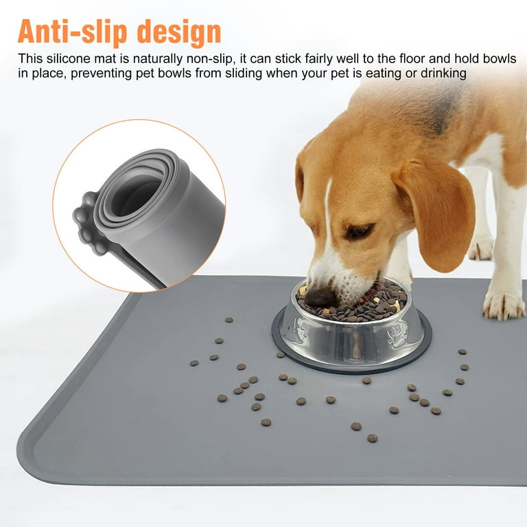 Leashboss Splash Mat Dog Food Silicone Tray with Tall Lip - Gray