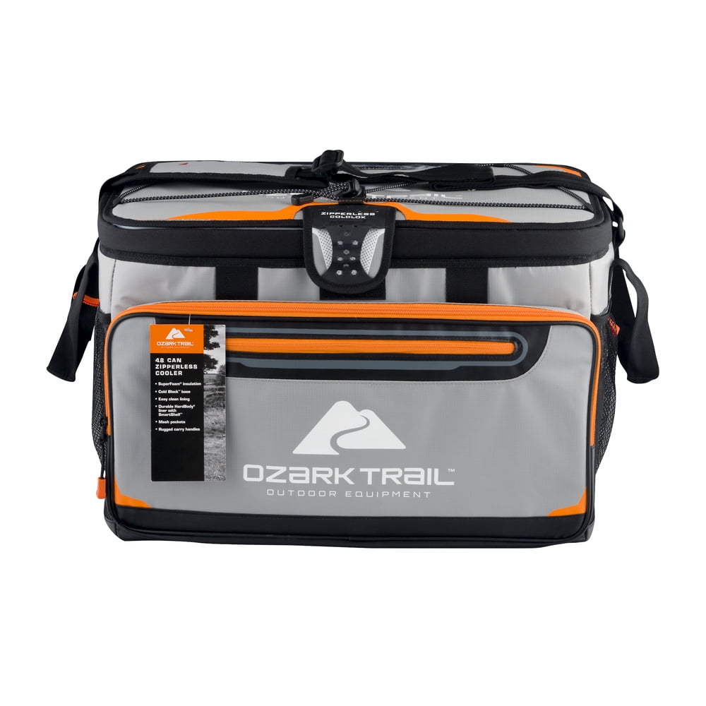 Ozark Trail 48 Can Zipperless Cooler with Smartshelf, Gray Walmart
