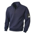 thumbnail image 2 of LNWUY Men's Quilted Sweatshirts Casual Long Sleeve Outdoor Stand Collar Pullover Checkered Zipper Sweatshirt Jacket Blue XL, 2 of 9